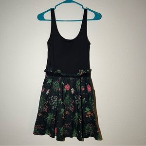 Black and Floral Skater Skirt